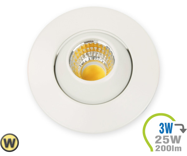 V-TAC LED Einbauleuchte 3W Rund verstellbar Warmweiß