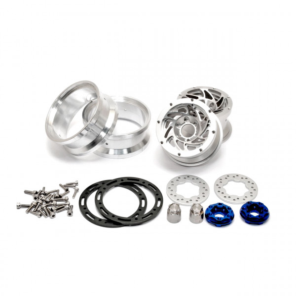 CNC Alu. 1.9" beadlock ring Wheels Set (Silver) W/ Brake Di