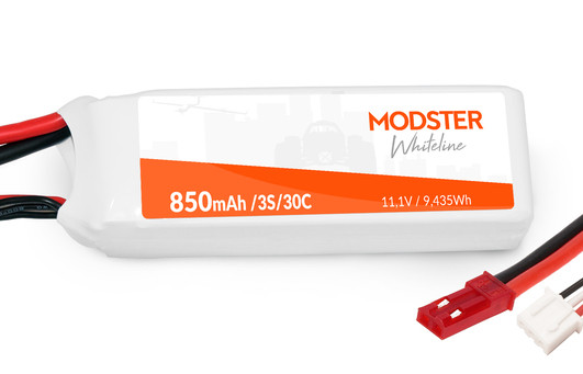 Robitronic LiPo Akku 3S 11,1V 850 mAh 30C (JST) WhiteLine