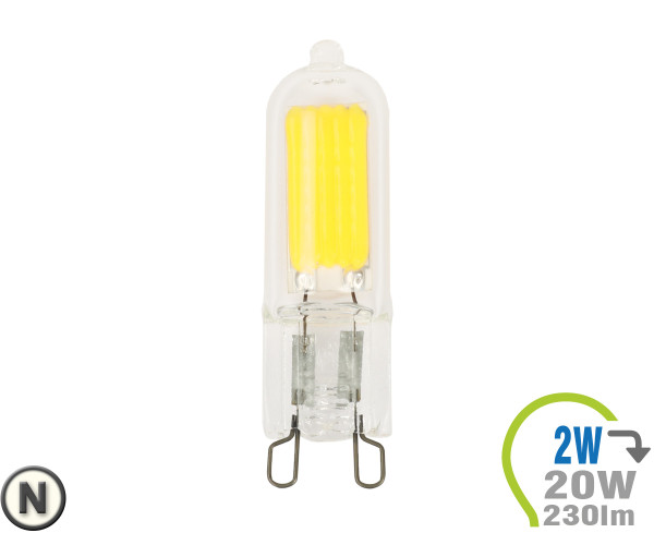 V-TAC LED Spotlight - 2W 230V G9 Glass Natural White