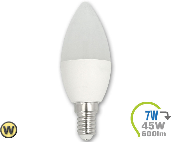V-TAC LED Bulb - SAMSUNG CHIP 7W E14 Plastic Candle 3000K