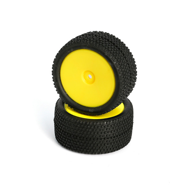 LC Racing All Terrain Buggy Rear Tires Mounted Yellow, 12mm 2pcs 2pcs