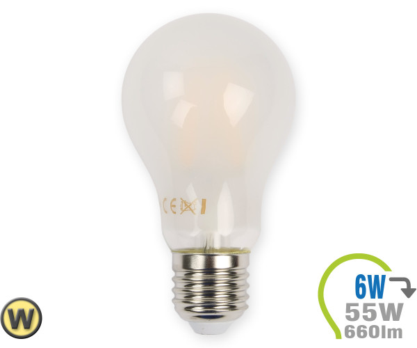 V-TAC E27 LED Lampe 6W Filament matt A60 Warmweiß