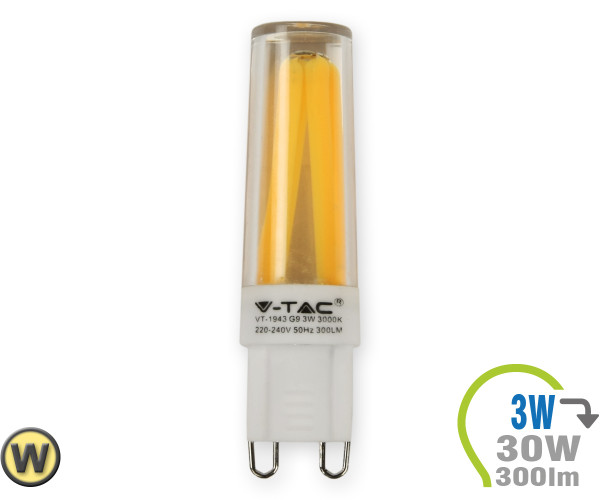 V-TAC LED Bulb - 3W Filament G9 Warm White (3pcs)
