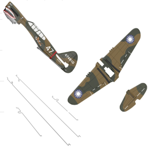 Modster Fuselage+wing+horizontal stabilizer+linkage wires MDX P-40 W