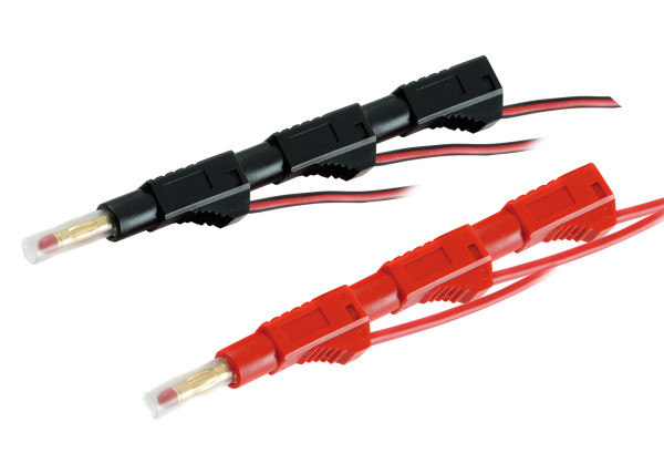 Modster Bananenstecker rot/schwarz mit federnder Schutzhülle 1 Paar