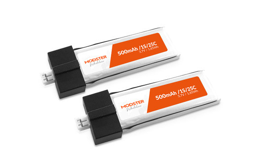 Modster LiPo Akku 1S 3,7V 500 mAh 25C Hochstrom UMX 2 Stück