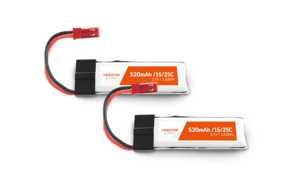 Robitronic LiPo Akku 1S 3,7V 520mAh 25C BEC/JST 120SR WhiteLine 2 Stück