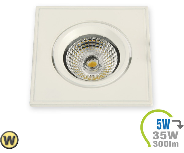 V-TAC 5W LED Downlight Square Changing Angle White Body Warm White