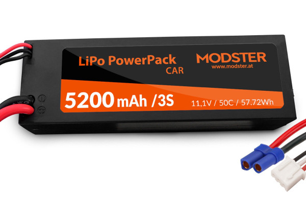 LiPo Akku 3S 11,1V 5200 mAh 50C (EC5) PowerPack Car Hardcase