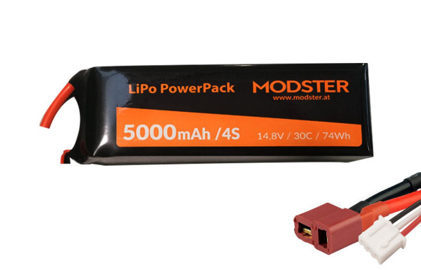 LiPo Akku 4S 14,8V 5000 mAh 30C (Deans) PowerPack