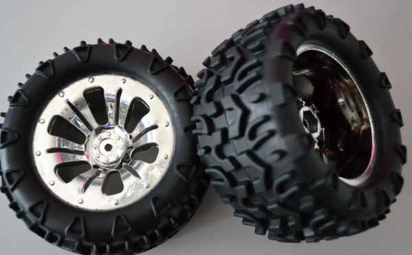 Modster tyres/wheels 1/10 chrome MT 2 pcs
