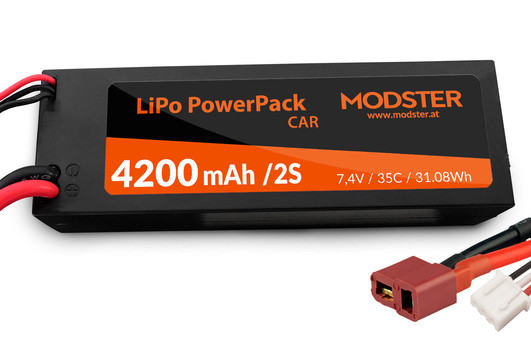 LiPo Akku 2S 7,4V 4200 mAh 35C (Deans) PowerPack Car Hardcas