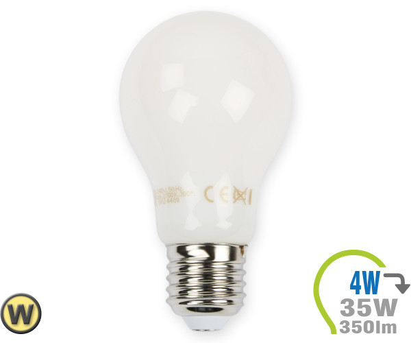 V-TAC E27 LED Lampe 4W Filament weiß A60 Warmweiß