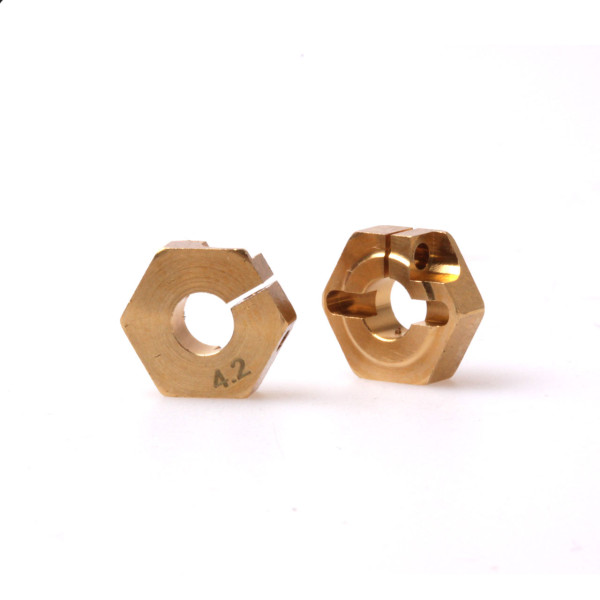 PR Racing Brass hex weighs Wheel Hex 12mm x 4.2mm (2pcs)