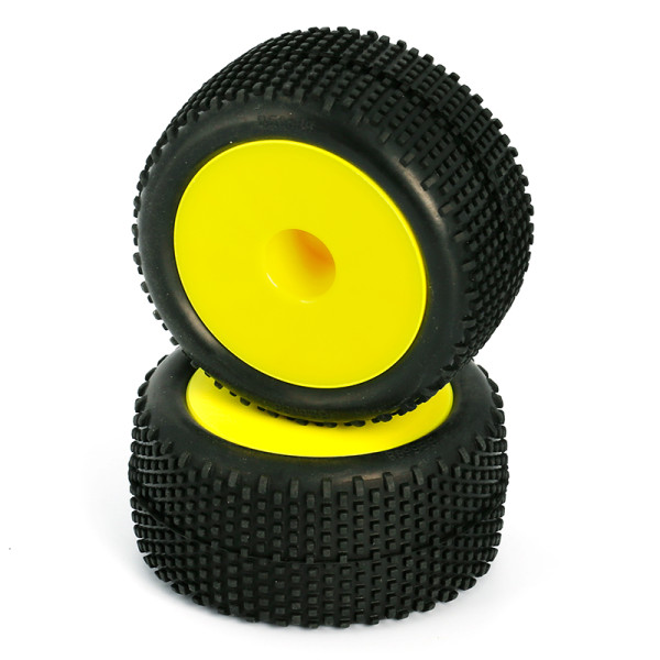 LC Racing Reifen/Felgen Block Pin Truggy montiert 12mm gelb 2 Stück