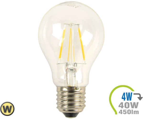 V-TAC E27 LED Lampe 4W Filament A60 Warmweiß