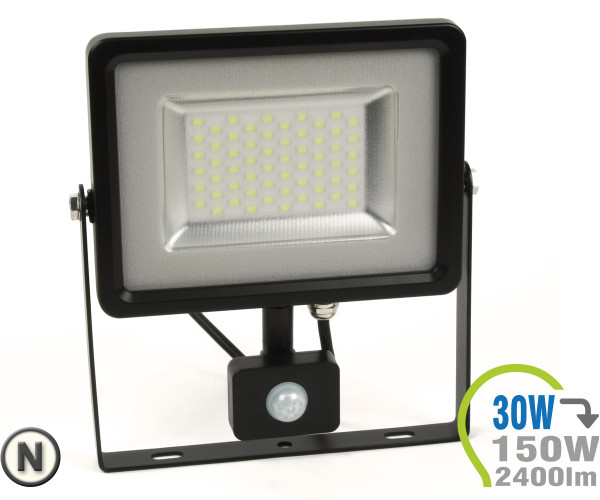 V-TAC LED Strahler 30W SMD Slim mit Bewegungsmelder Neutralweiß