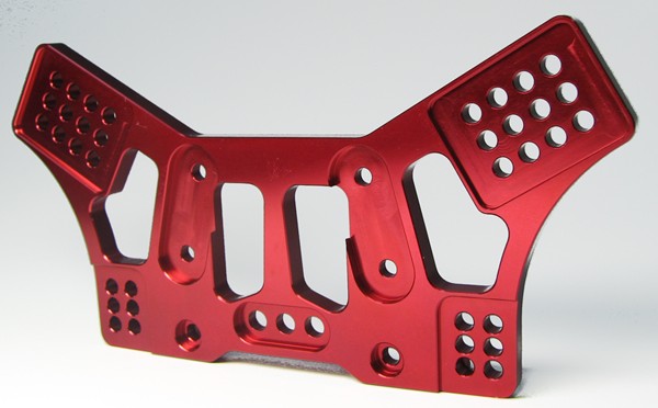 Aluminium CNC Dämpferbrücke Vorne (Mantis) rot eloxiert