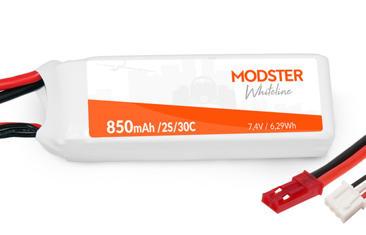 Robitronic LiPo Akku 2S 7,4V 850 mAh 30C (JST) WhiteLine