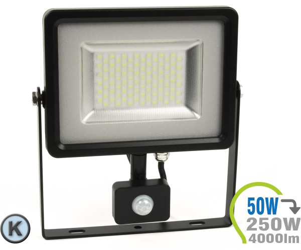 V-TAC LED Strahler 50W SMD Slim mit Bewegungsmelder Kaltweiß