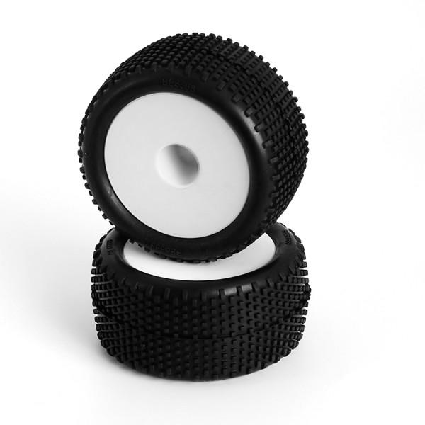 LC Racing Reifen/Felgen Block Pin Truggy montiert 12mm weiß 2 Stück