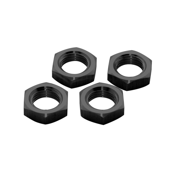 Hobao BLACK 1/8TH WHEEL NUTS (4) (ALSO FIT MUGEN)
