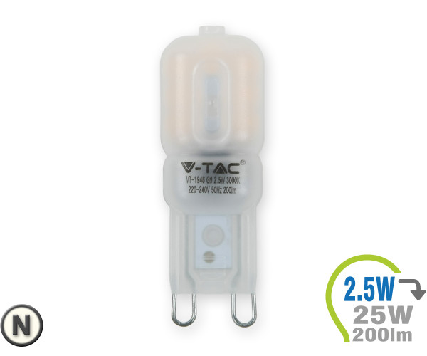 V-TAC LED Spotlight - 2.5W 230V G9 Natural White (3pcs)